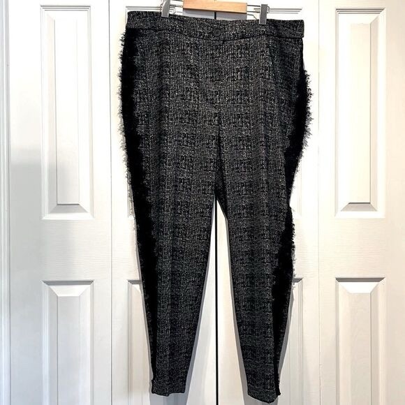 Frank Lyman Black Grey Silver Straight Leg Pants Size 22 ‎ - Picture 1 of 14